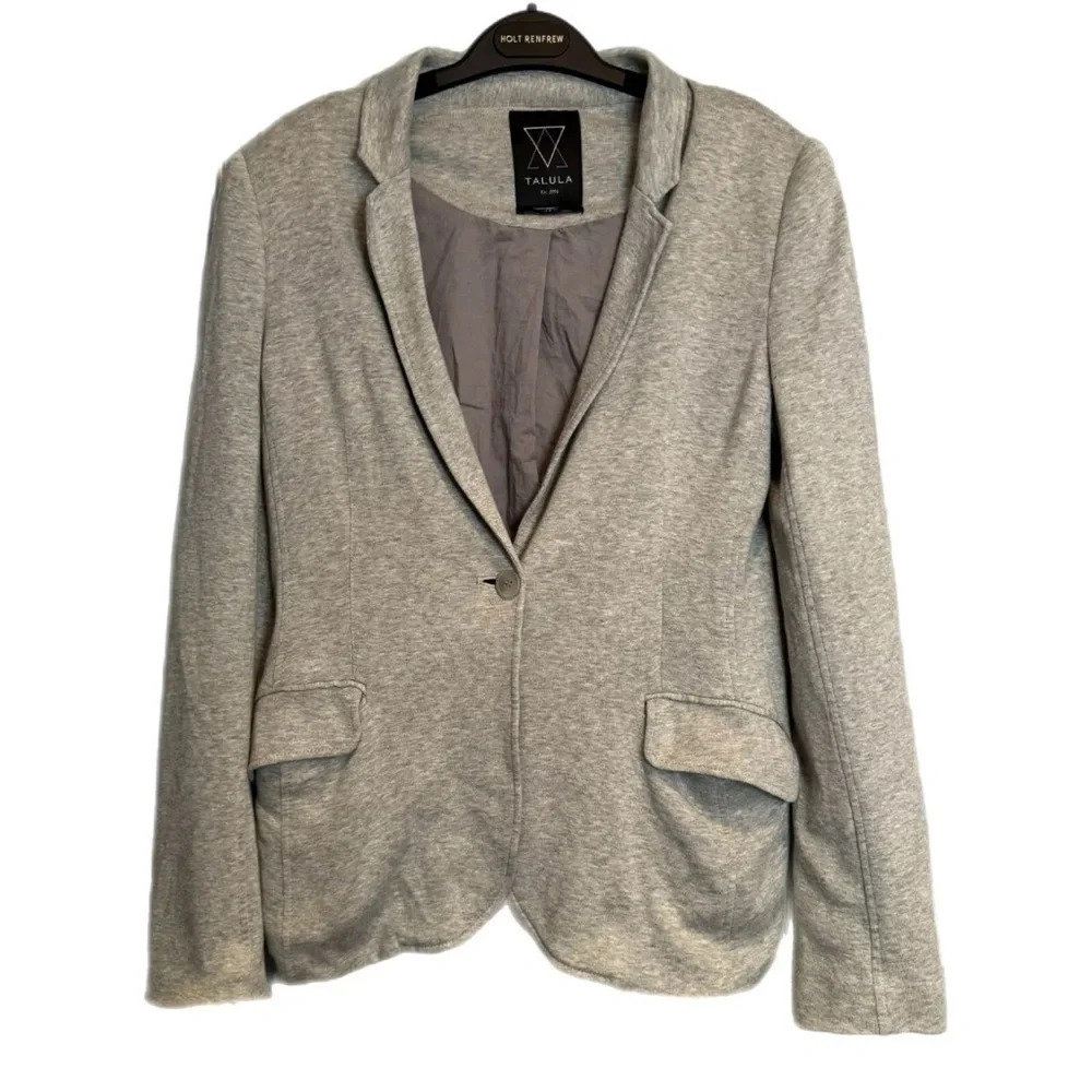 Aritzia Talula Blazer Size 10 Women's Grey Pima Cotton Academia Preppy Retro